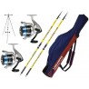 Kit Surfcasting 2Pz Canna Vektor 4 m 150 Gr + 2 Pz Mulinello Dayton 8000 + Tripode Surfcasting 2 posti in Alluminio 150 cm + Fod