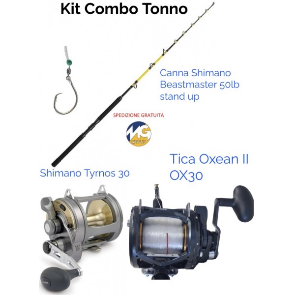 Kit Combo Tonno Canna Shimano Beastmaster 50lb + Mulinello Tica Oxean II OX30 / Shimano Tyrnos 30