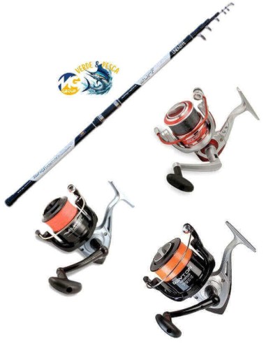 Kit Combo surfcasting canna Long Beach 4,20mt 200gr + Mulinello a scelta