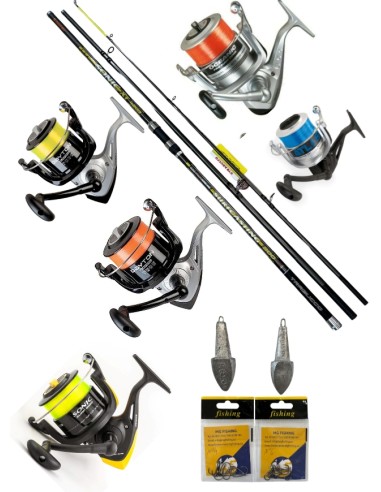 Kit Surfcasting Completo Canna Trabucco Sonic 3pz 4,20mt 200gr + Mulinello a scelta