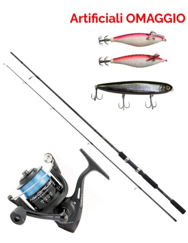 Kit Spinning Canna Shimano FX + Mulinello Trabucco Hydrus + Artificiali Omaggio