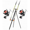 agc Kit Pesca Surfcasting Completo 2 Canne 2 Mulinelli 1 Tripode, Canna Mespira 150-200 + Mulinello Atlantic + Tripode K-Race in